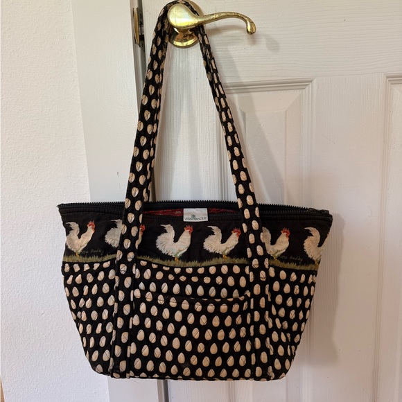 Vera Bradley Handbags - Charming Vera Bradley Roosters and Eggs Black and White Tote Bag